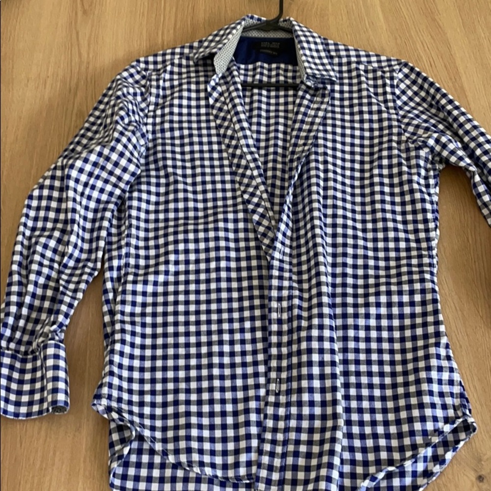 Zara gingham blue and white dress shirt